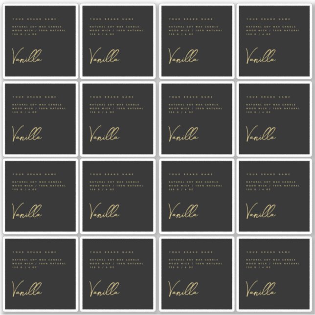 Elegantes Etikett für schwarze goldene Kerzen (Vorderseite)