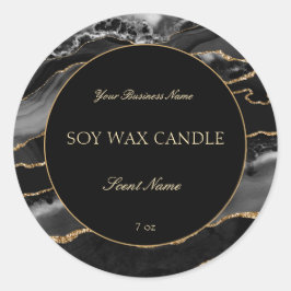 Elegantes Etikett für schwarze und goldene Marmork Runder Aufkleber