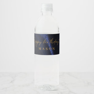 Elegantes Etikett für Wasserflasche in Navyblau