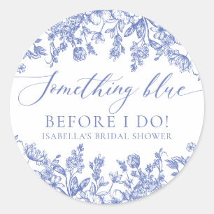 Elegantes Etwas Blaues vor meiner Bridal Shower Runder Aufkleber