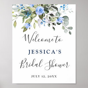 Elegantes Eucalyptus Blue Rose Brautparty Poster