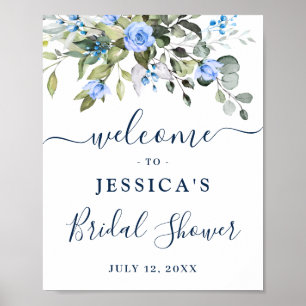 Elegantes Eucalyptus Blue Rose Brautparty Poster
