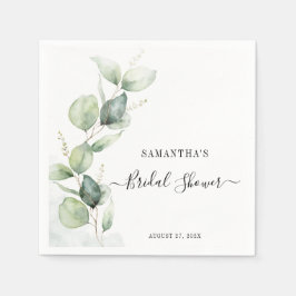 Elegantes Eucalyptus Watercolor Brautparty Paper Serviette