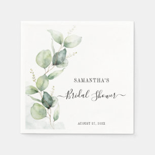Elegantes Eucalyptus Watercolor Brautparty Paper Serviette