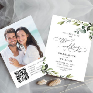 Elegantes Eucalyptus Watercolor Floral Wedding FOT Save The Date