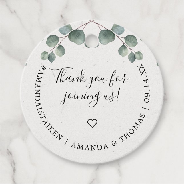 Elegantes Eucalyptus Watercolor Monogram Geschenkanhänger (Vorderseite)