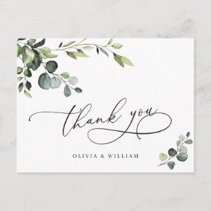 Elegantes Eukalyptus-Aquarell-Blumen-Dankeschön Postkarte