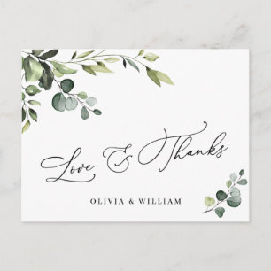 Elegantes Eukalyptus-Aquarell-Blumen-Dankeschön-QR Postkarte