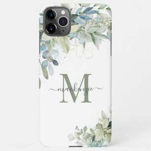 Elegantes Eukalyptus Botanisches Monogramm iPhone 11Pro Max Hülle