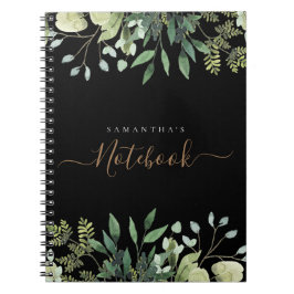 Elegantes Eukalyptus Botanisches Schwarzes Gold-Sc Notizblock