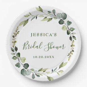 Elegantes Eukalyptus-Brautparty Pappteller