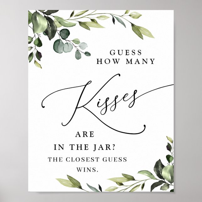 Elegantes Eukalyptus-Brautparty Poster (Vorne)