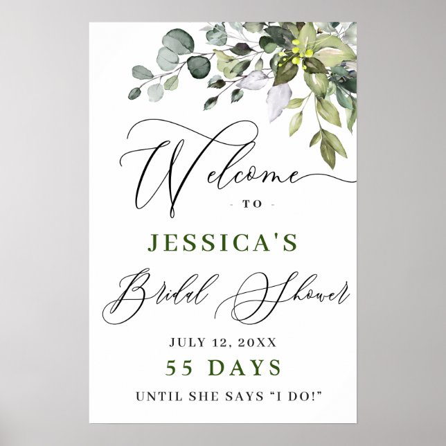 Elegantes Eukalyptus-Brautparty-Poster Poster (Vorne)