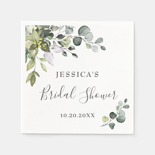 Elegantes Eukalyptus-Brautparty Serviette (Vorderseite)