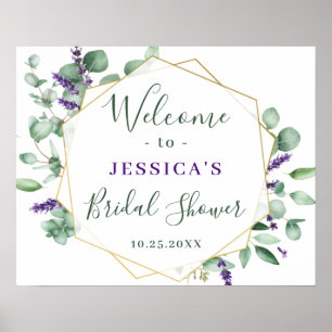 Elegantes Eukalyptus- BRIDAL SHOWER Willkommenssch Poster