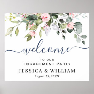 Elegantes Eukalyptus ENGAGEMENT PARTY Begrüßungsze Poster