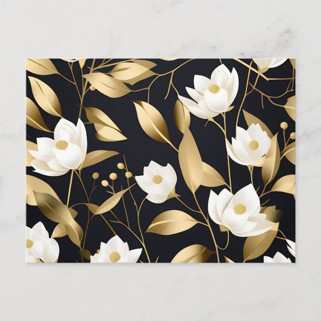 Elegantes Eukalyptus-Gold auf schwarz Postkarte (Vorderseite)