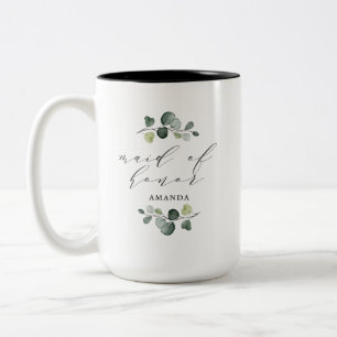 Elegantes Eukalyptus-Grün Brautjungfer Zweifarbige Tasse