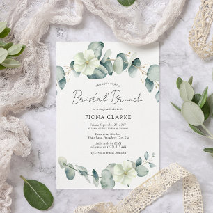 Elegantes Eukalyptus-Grün für einen Brautbrunch Einladung