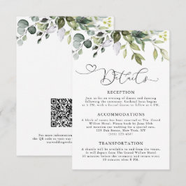 Elegantes Eukalyptus-Grün QR-Code-Hochzeit Begleitkarte