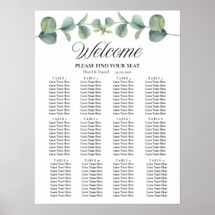 Elegantes Eukalyptus-Hochzeitscharakter Poster