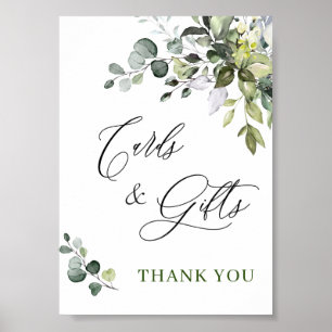 Elegantes Eukalyptus-Karten- und Geschenke-Hochzei Poster
