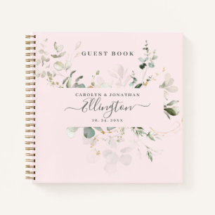 Elegantes Eukalyptus-Moderne-Schrift-Foto-Gästebuc Notizbuch
