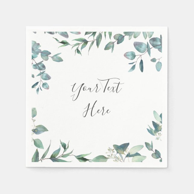 Elegantes Eukalyptus Wedding Paper Serviette (Vorderseite)