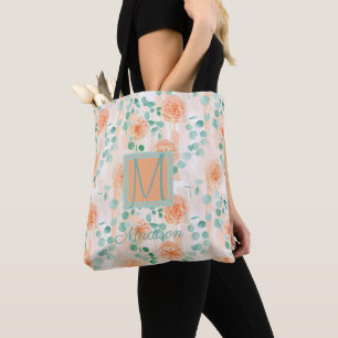 Elegantes Eukalyptusgrün Pfirsich Trend Monogramm