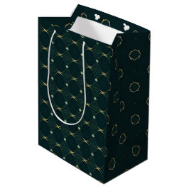Elegantes Evergreen & Gold Modernes Design Mittlere Geschenktüte