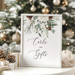 Elegantes Evergreen Winterkarten und Geschenkposte Poster