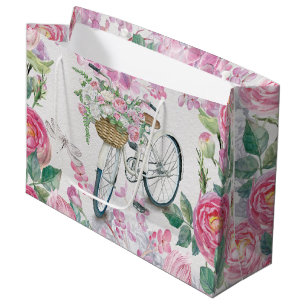 Elegantes Fahrrad und Blumen Große Geschenktüte