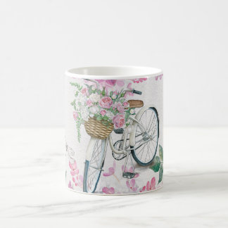 Elegantes Fahrrad und Blumen Tasse