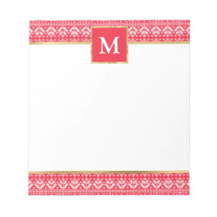 Elegantes Fair Isle Weihnachtsmuster mit Monogramm Notizblock