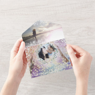 Elegantes Fairytale Forest Wreath Foto Hochzeit All In One Einladung