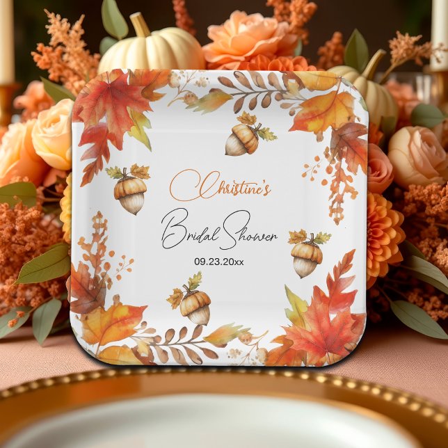 Elegantes Fall Boho Floral Brautparty Pappteller (Von Creator hochgeladen)