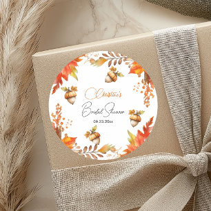 Elegantes Fall Boho Floral Brautparty Runder Aufkleber