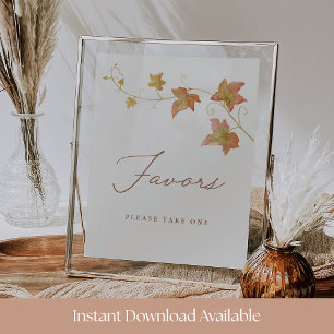 Elegantes Fall Brautparty Gevor Table Sign Poster