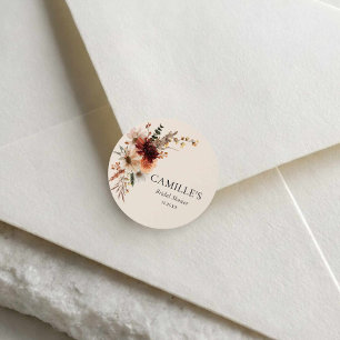 Elegantes Fall Floral Brautparty Runder Aufkleber