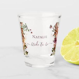 Elegantes Fall Floral Brautparty Schnapsglas