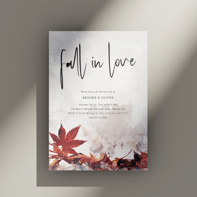 Elegantes "Fall in Liebe" Ahornkapellen-Blätter Ho Einladung (Elegant 'Fall in Love' Maple Leaves Wedding Invitation Personalized)