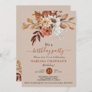 Elegantes Fall Wasserfarbenflora auf dem Taupe Par Einladung