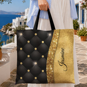 Elegantes falsches Gold-Glitter-Schwarzdiamant-Mon