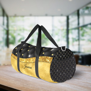 Elegantes falsches Gold-Glitter-Schwarzdiamant-Mon Duffle Bag