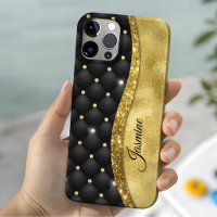 Elegantes falsches Gold-Glitter-Schwarzdiamant-Mon