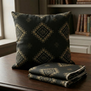 Elegantes falsches Gold Schwarzes Vintage-Damaskus Stoff