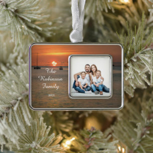 Elegantes Family Mama Vater Foto Personalisieren Rahmen-Ornament Silber