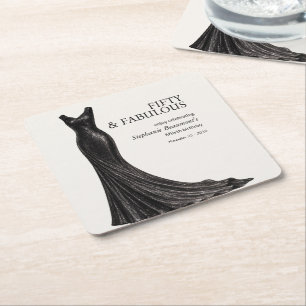Elegantes fantastisches schwarzes Kleid der Frau z Rechteckiger Pappuntersetzer
