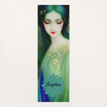 Elegantes Fantasy Frauenportrait in Grün und Blau