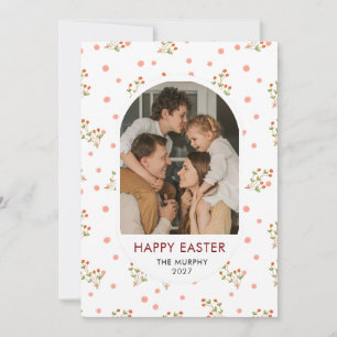 Elegantes Farb Oval Blumen Oster Familienfoto H Feiertagskarte